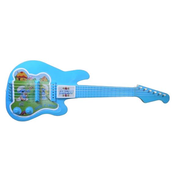 Rare Rock 'N Smurf Blue Toy Guitar Vintage 1982 Musical Instrument Restored READ - Picture 1 of 11